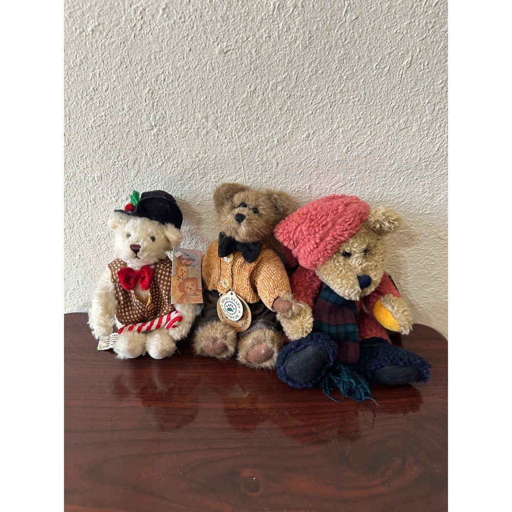 Boyds Bears Plush Lot of 3 Maximilian Collection Bearwear Vintage Holiday Decor
